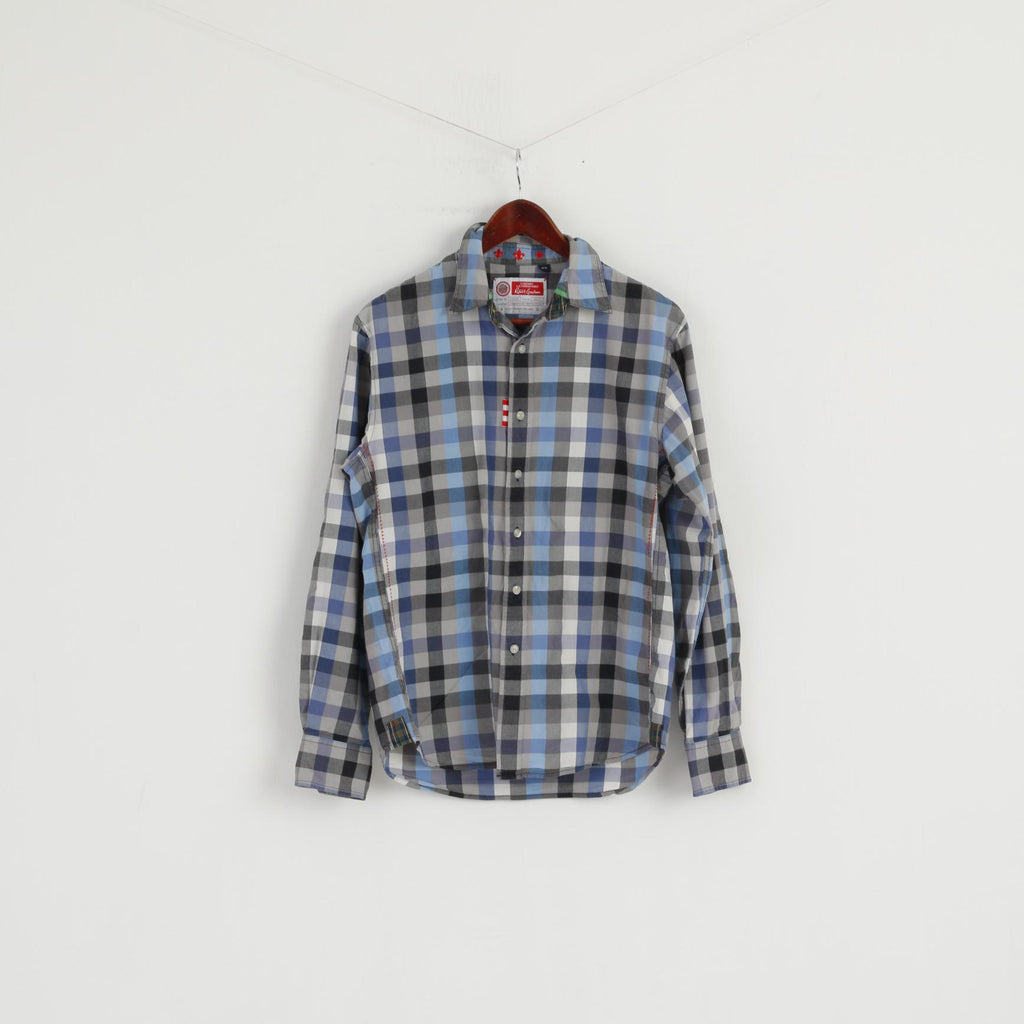 Robert Graham The Freshly Laundered Men M Camicia casual Top in cotone a quadri blu