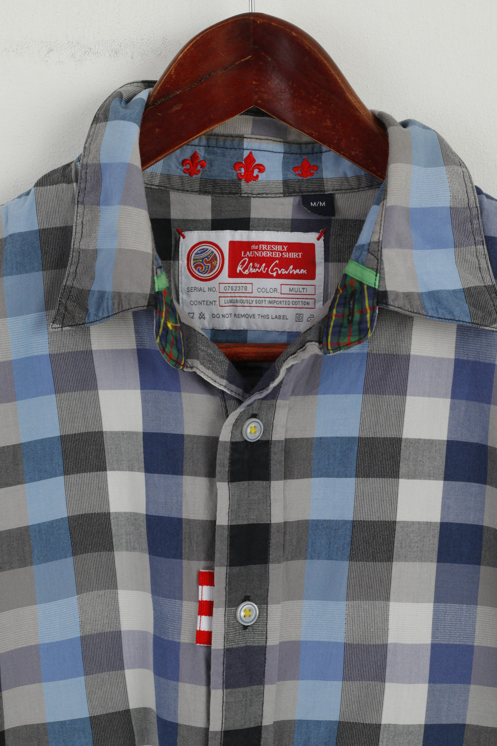 Robert Graham The Freshly Laundered Men M Camicia casual Top in cotone a quadri blu