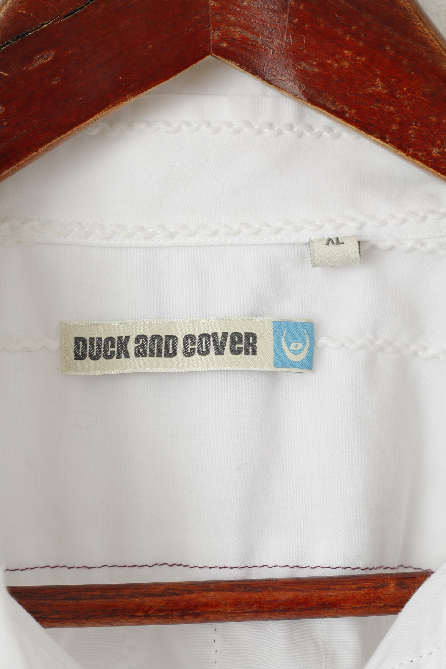 Duck And Cover Hommes XL Chemise décontractée Blanc Coton Rayé Texture Haut à manches longues