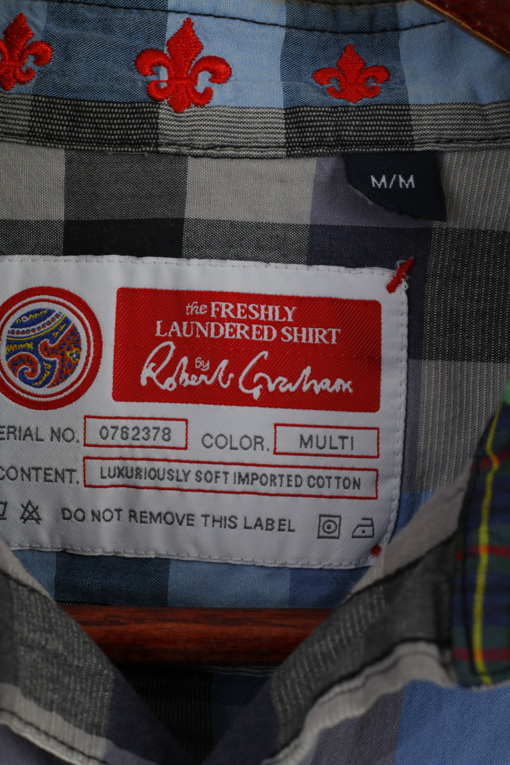 Robert Graham The Freshly Laundered Men M Camicia casual Top in cotone a quadri blu