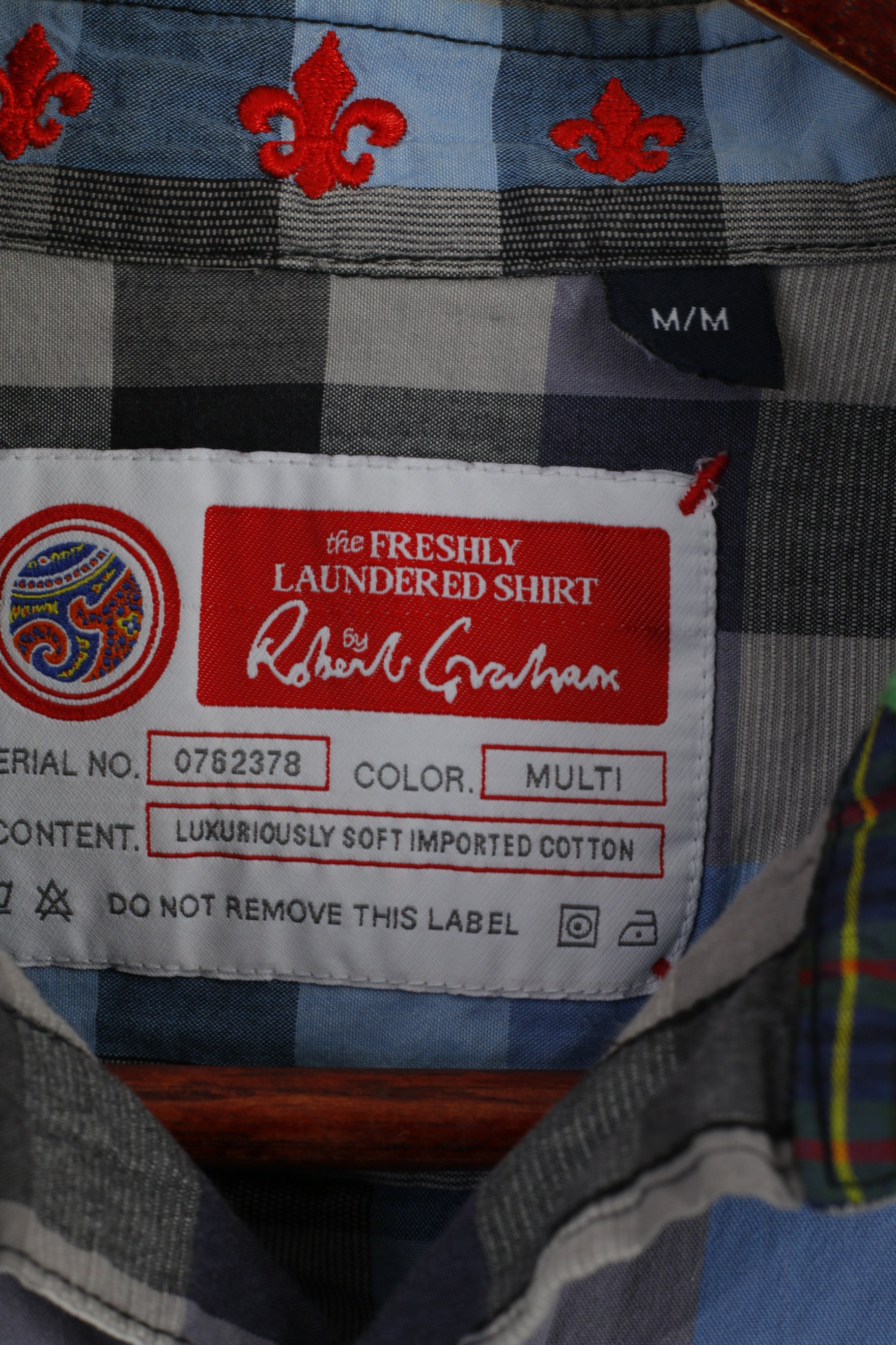 Robert Graham The Freshly Laundered Men M Camicia casual Top in cotone a quadri blu