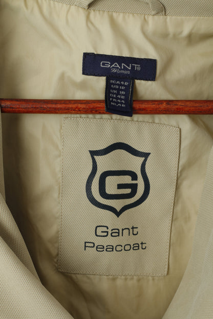 GANT Women 16 42 L Peacoat Beige Classic Double Breasted Plain Jacket Top