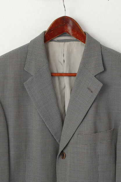 Hugo Boss Uomo 25 40 Blazer Grigio Check Giacca monopetto Einstein in lana vintage