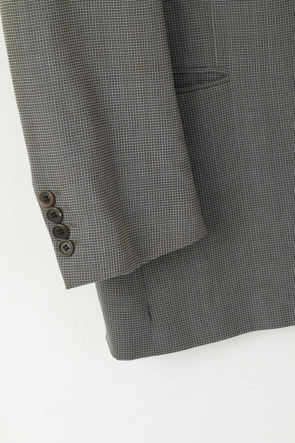 Hugo Boss Men 25 40 Blazer Grey Check Vintage Wool Einstein Single Breasted Jacket