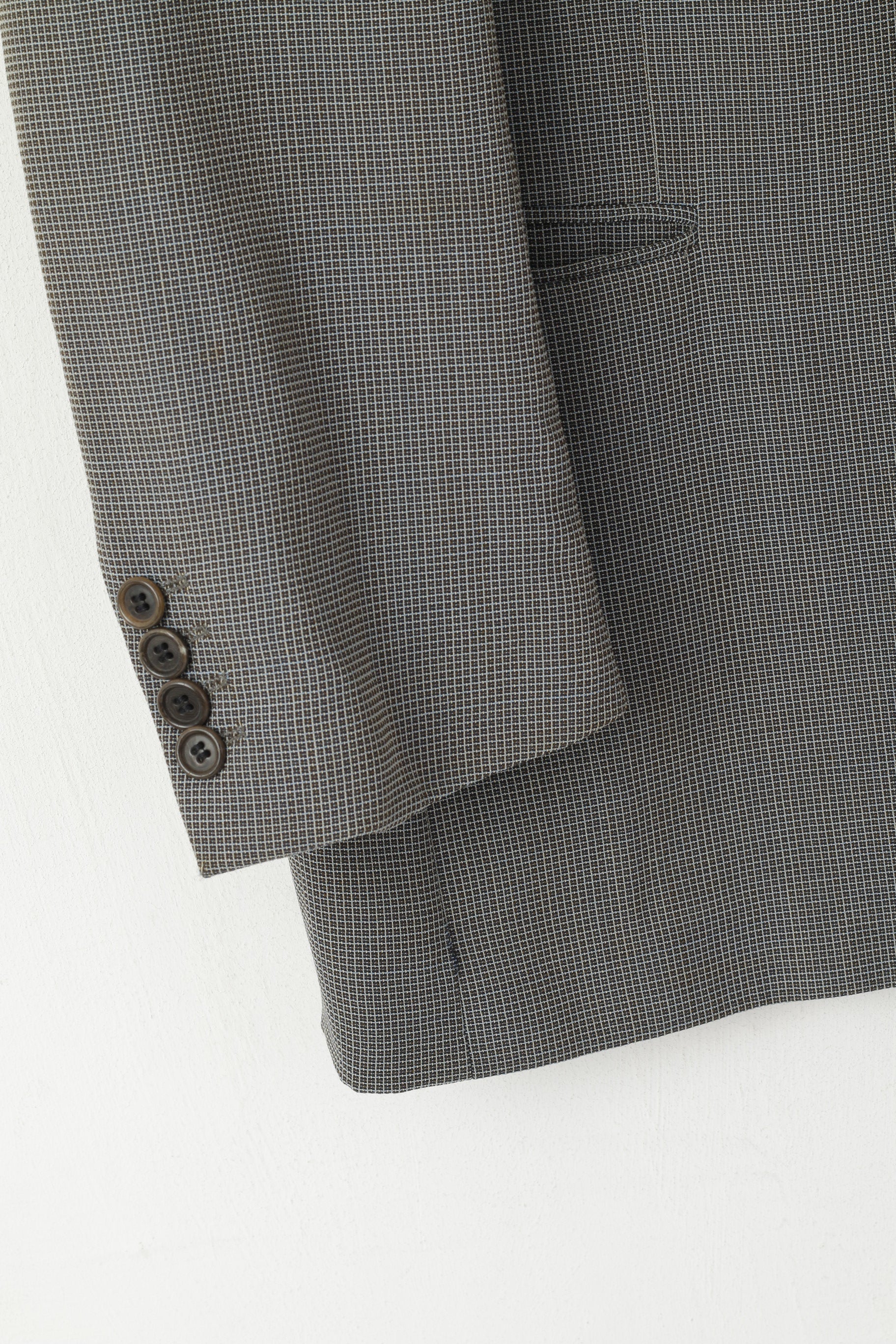 Hugo Boss Men 25 40 Blazer Grey Check Vintage Wool Einstein Single Breasted Jacket