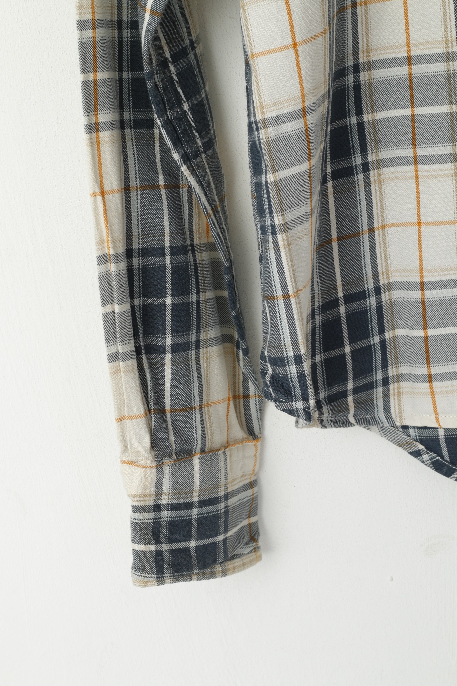 Camicia casual da uomo M Superdry Top a maniche lunghe con tasca in cotone a quadri beige