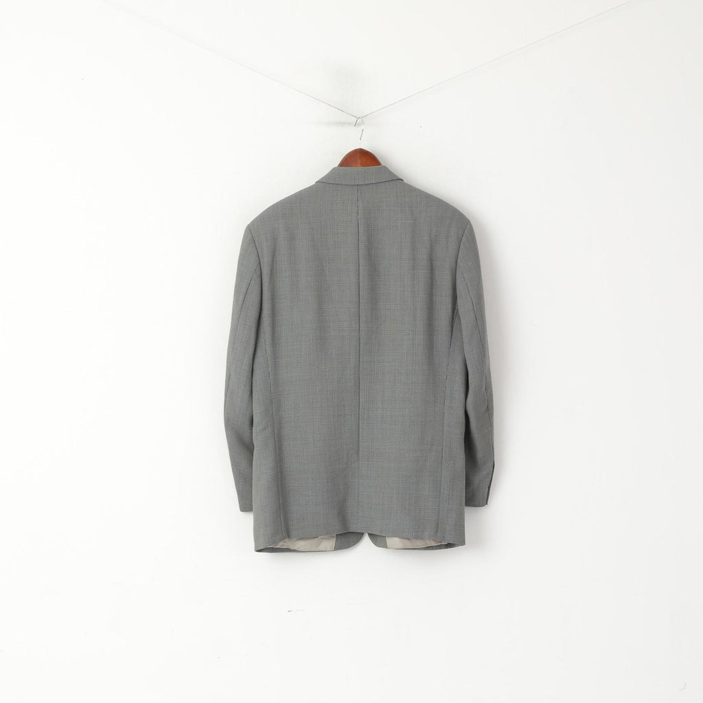 Hugo Boss Men 25 40 Blazer Grey Check Vintage Wool Einstein Single Breasted Jacket