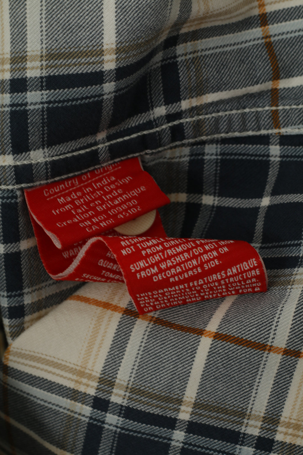 Camicia casual da uomo M Superdry Top a maniche lunghe con tasca in cotone a quadri beige