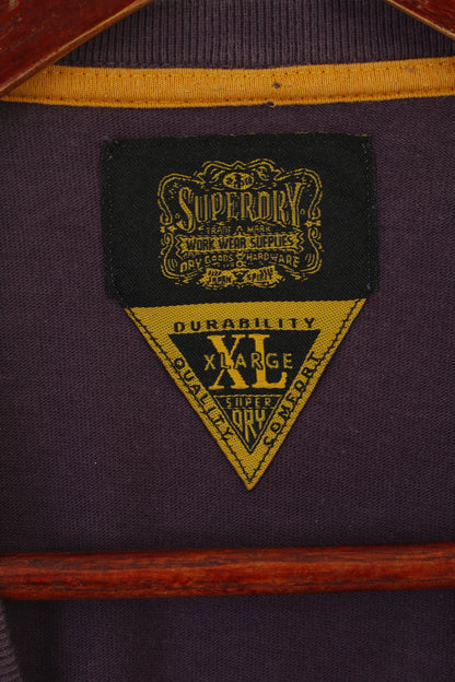 Superdry Homme XL (L) Chemise Violet Délavé Coton Graphic Spartan V Neck Top