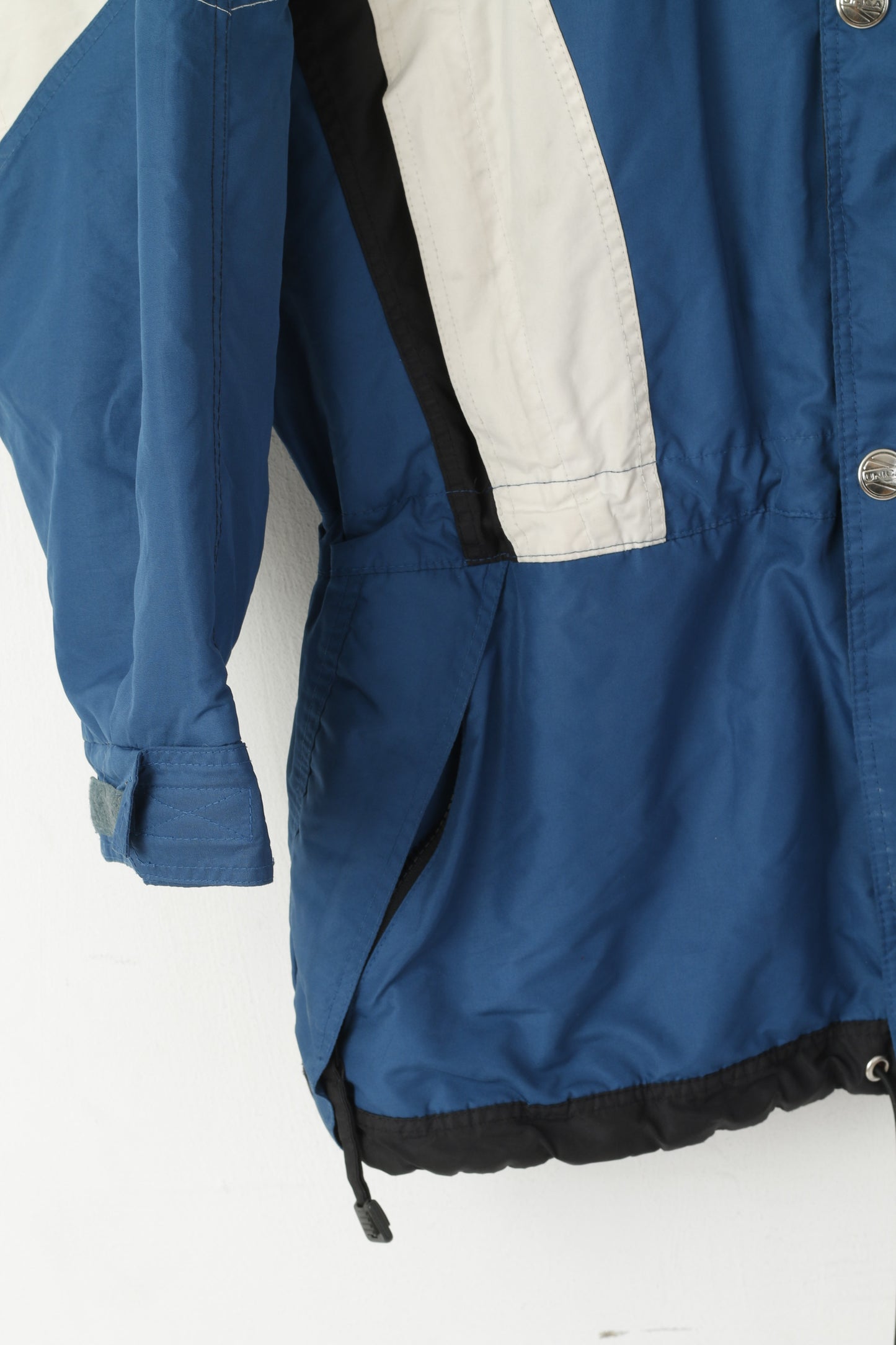 Unica Hommes L Veste de Ski Bleu Vintage Rembourré Zippé Cordon Extérieur Parka Norvège