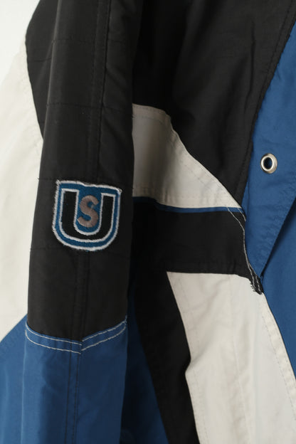 Unica Hommes L Veste de Ski Bleu Vintage Rembourré Zippé Cordon Extérieur Parka Norvège