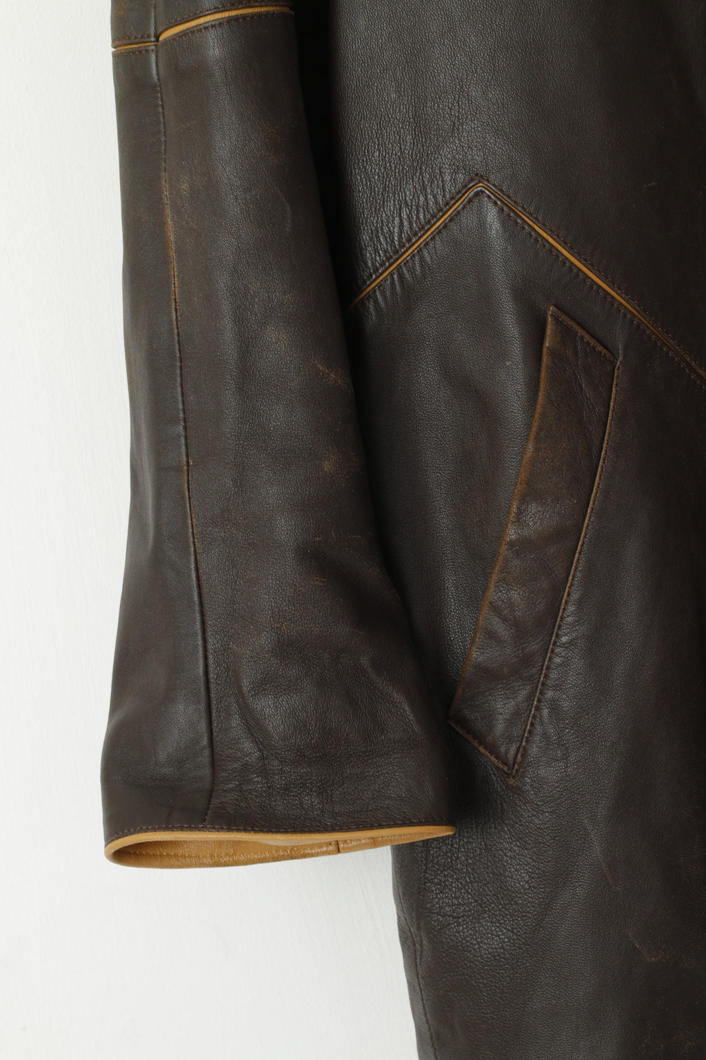 Pieles Mijas Women 38 S Jacket Brown Leather Soft Cow Skin Single Breasted Top