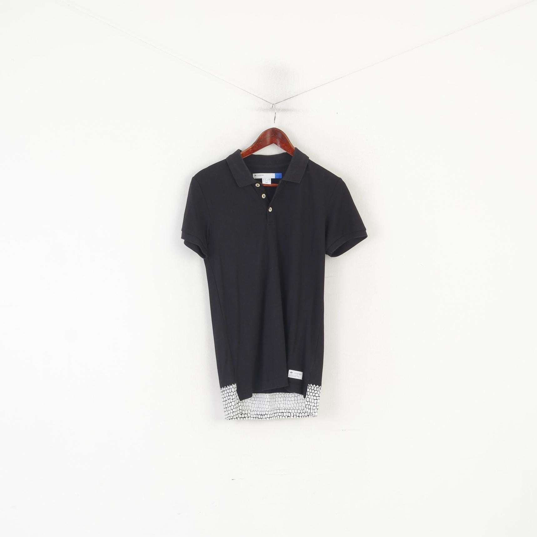 Adidas Originals Polo Homme Noir Coton Slim Fit Classique Long Dos Haut