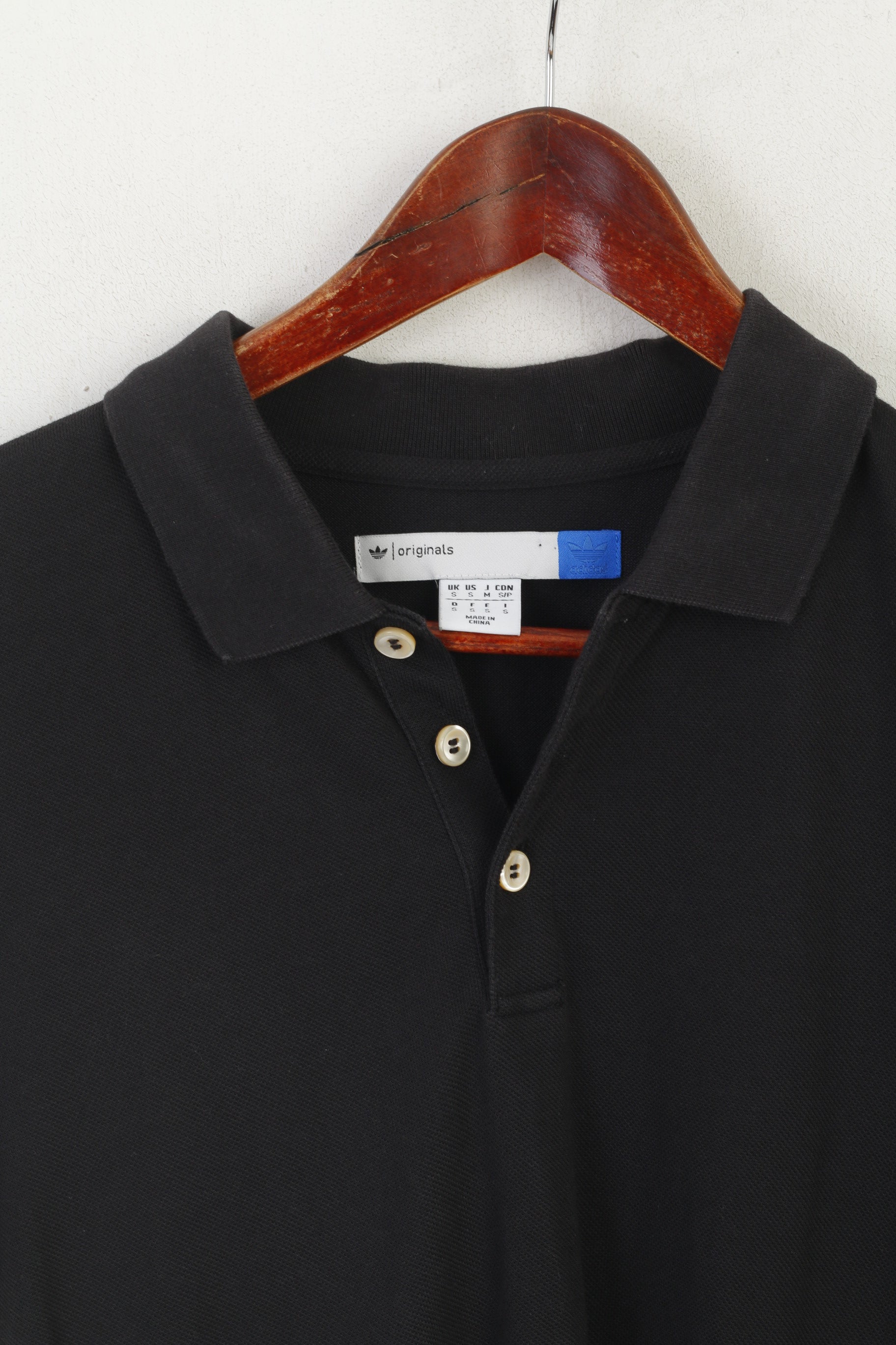 Adidas Originals Polo Homme Noir Coton Slim Fit Classique Long Dos Haut