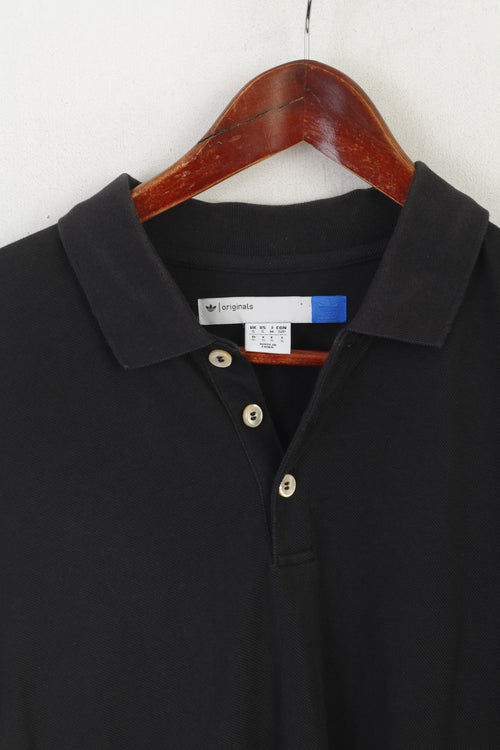 Adidas Originals Polo Homme Noir Coton Slim Fit Classique Long Dos Haut