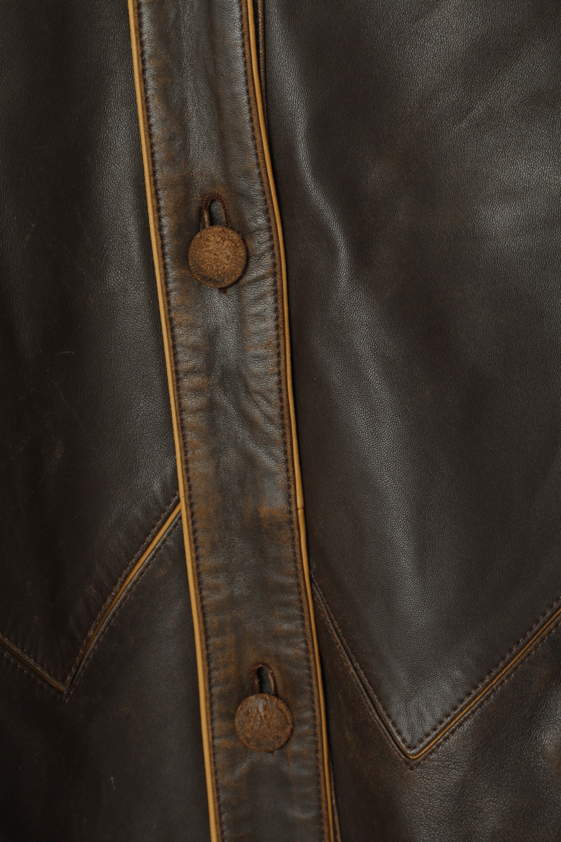 Pieles Mijas Women 38 S Jacket Brown Leather Soft Cow Skin Single Breasted Top