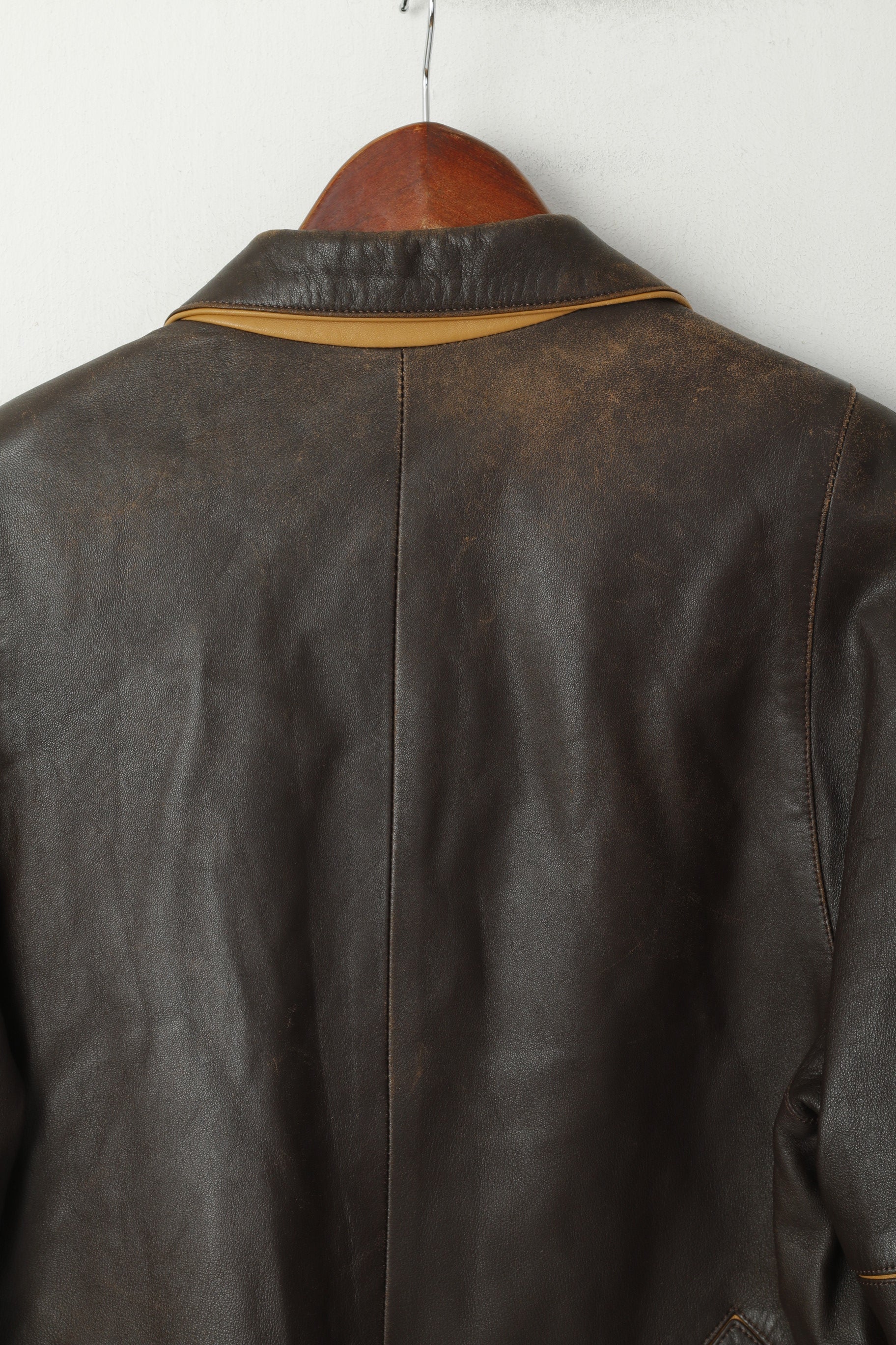 Pieles Mijas Women 38 S Jacket Brown Leather Soft Cow Skin Single Breasted Top