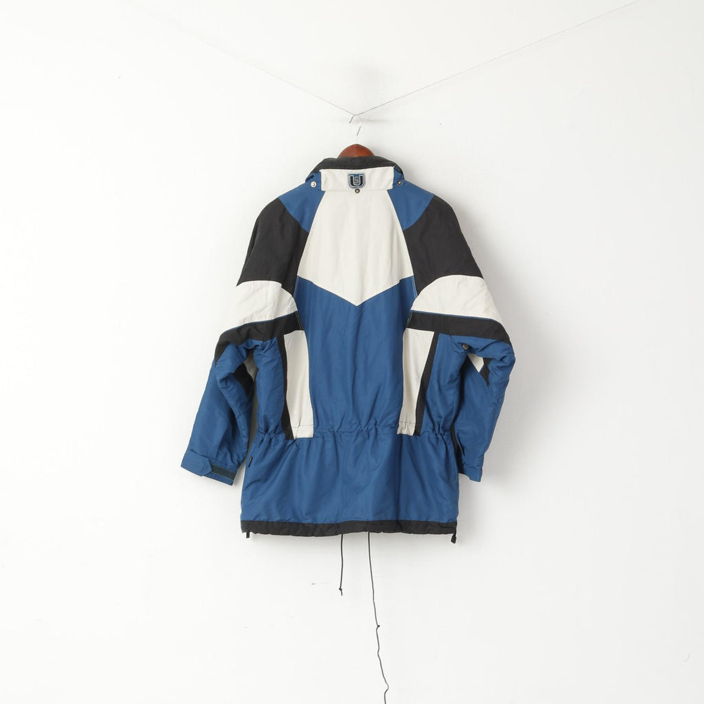 Unica Men L Ski Jacket Blue Vintage Padded Full Zip Drawstring Outdoor Norway Parka