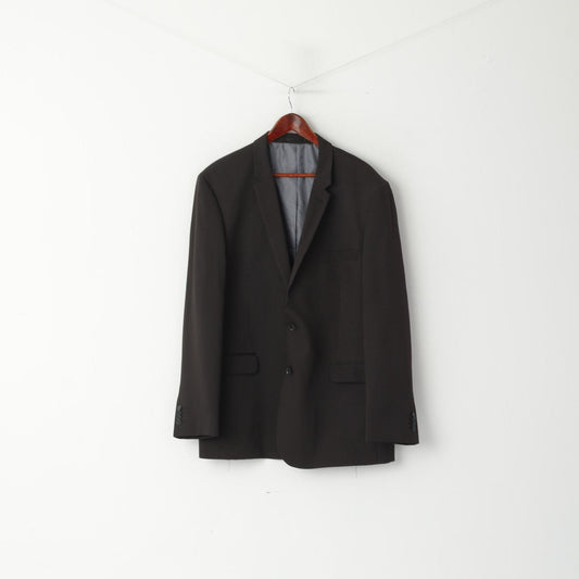 Taylor &amp; Wright Hommes 48 Blazer Marron Rayé Coupe Ajustée Veste Simple Boutonnage