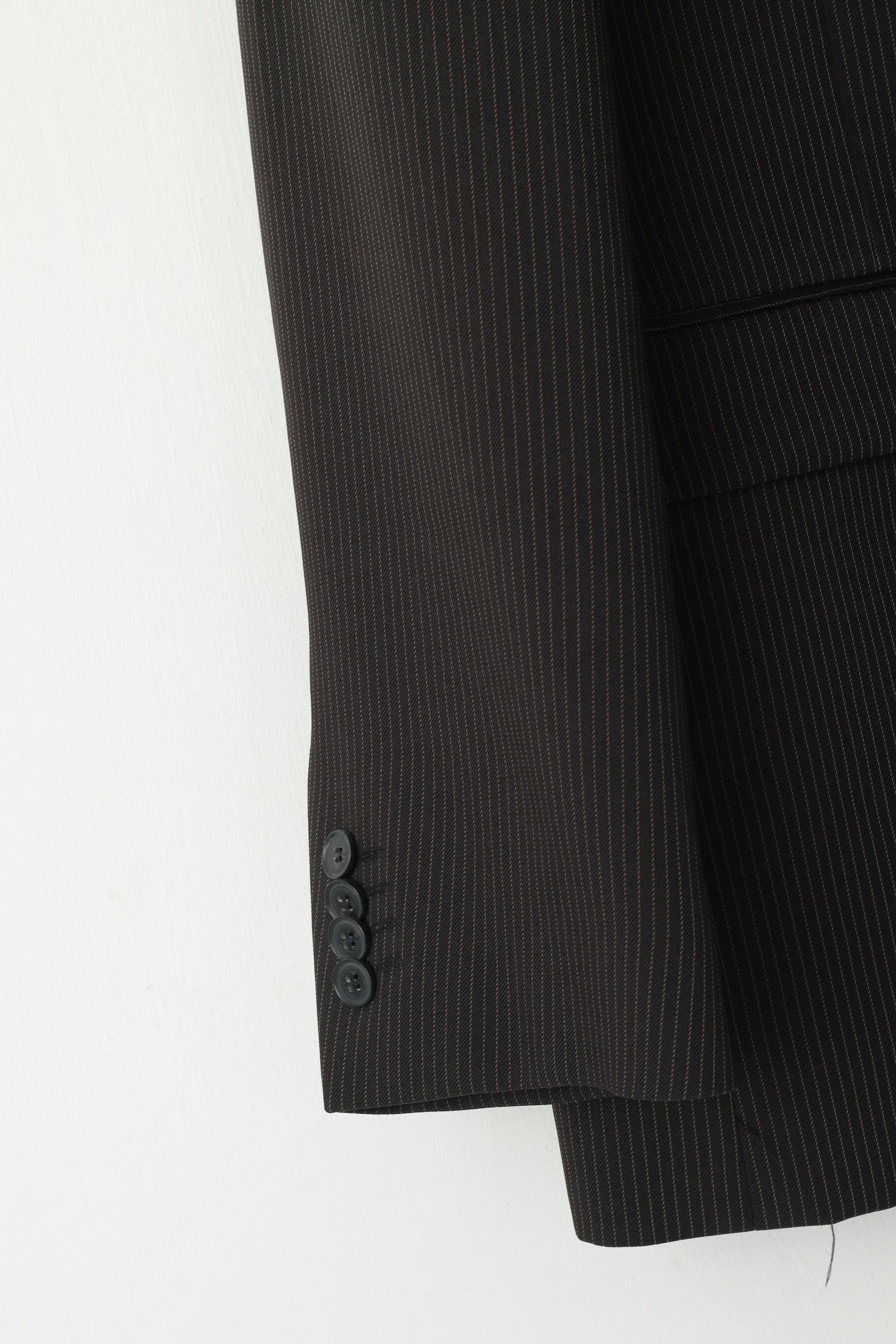 Taylor & Wright Men 48 Blazer Brown Striped Tailored Fit Single Breasted Jacket