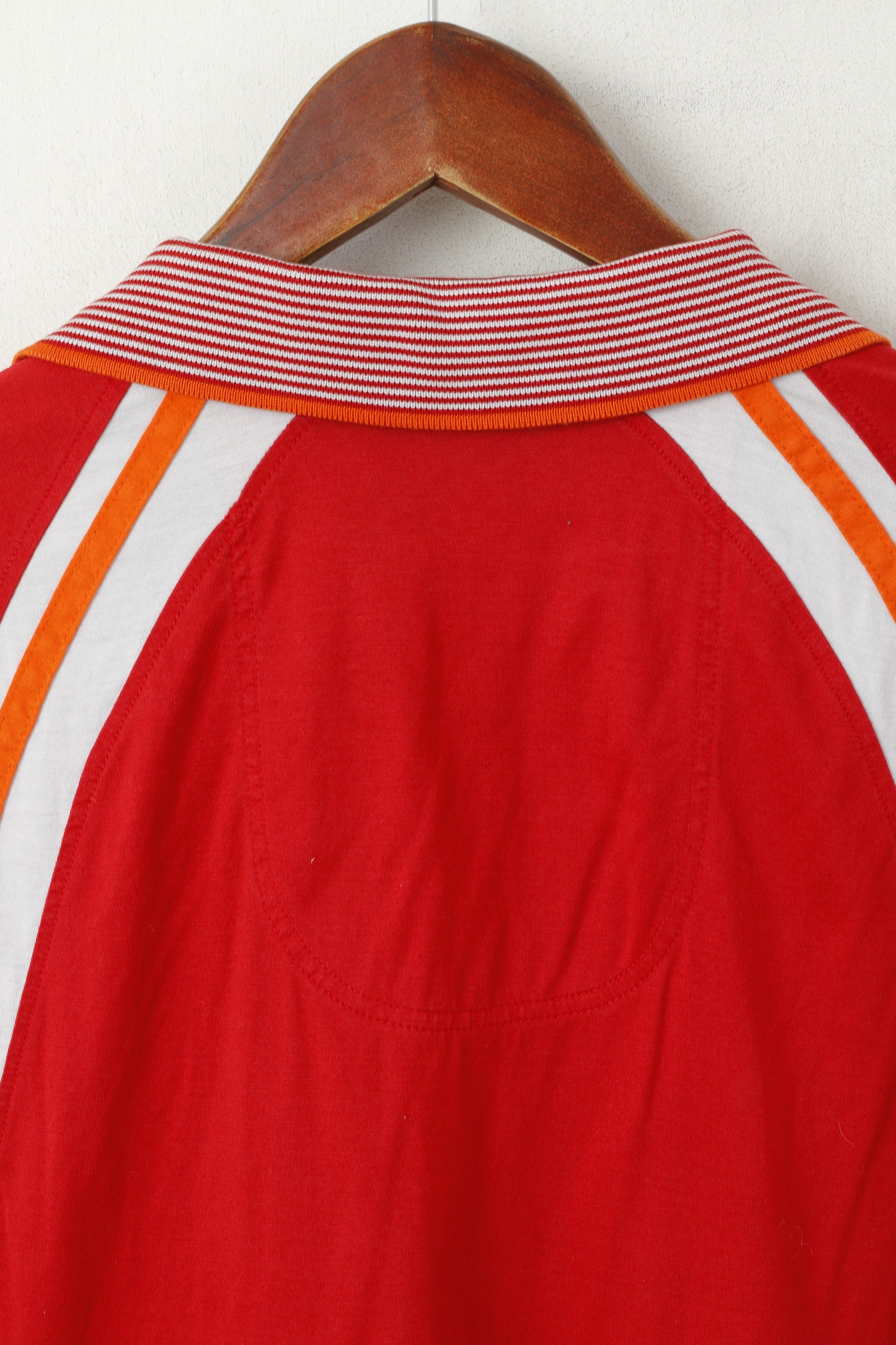 Polo Hugo Boss da uomo M in cotone rosso con bottoni dettagliati e top classico sportivo