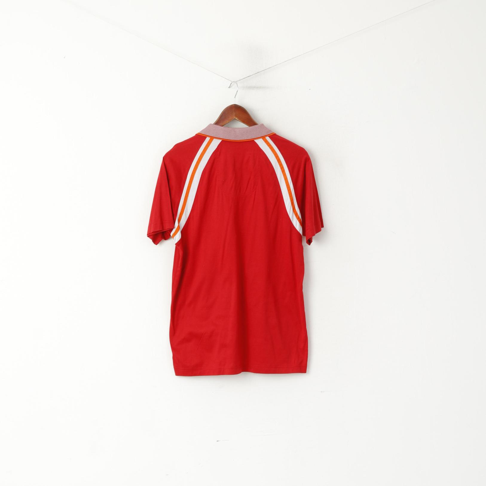 Polo Hugo Boss da uomo M in cotone rosso con bottoni dettagliati e top classico sportivo