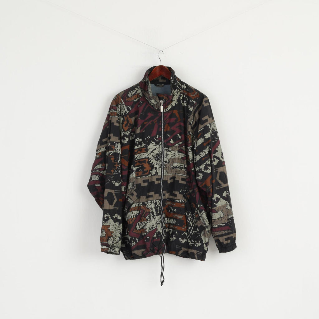 Maier X1 Men XL (XXL) Jacket Brown Patterned Lightweight Nylon Waterproof Retro Top