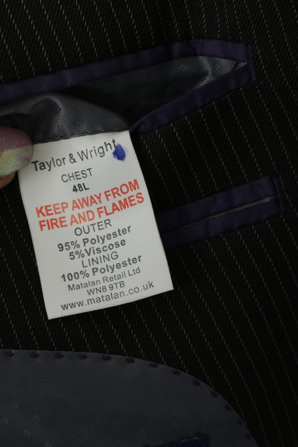 Taylor & Wright Men 48 Blazer Brown Striped Tailored Fit Single Breasted Jacket