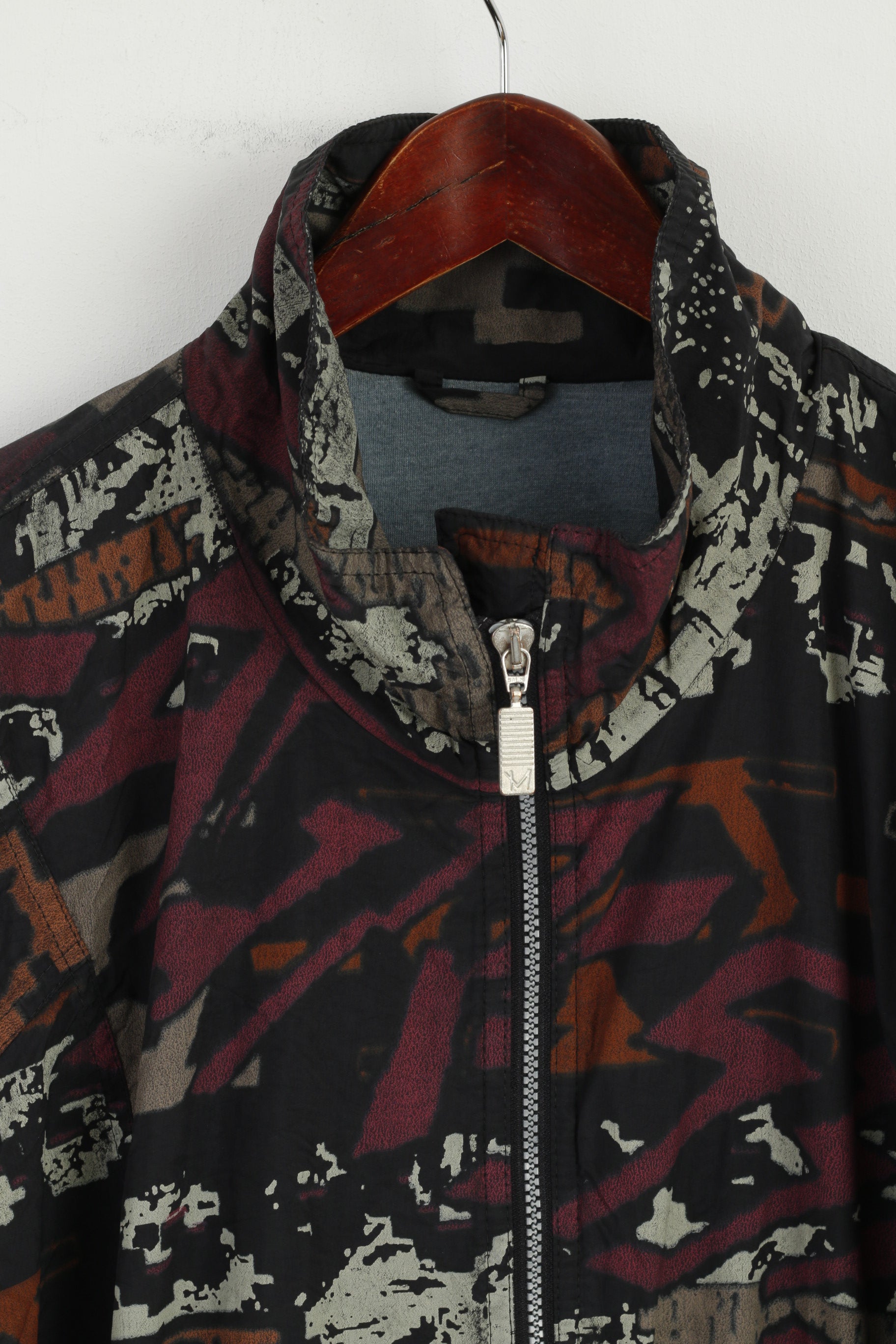 Maier X1 Men XL (XXL) Jacket Brown Patterned Lightweight Nylon Waterproof Retro Top