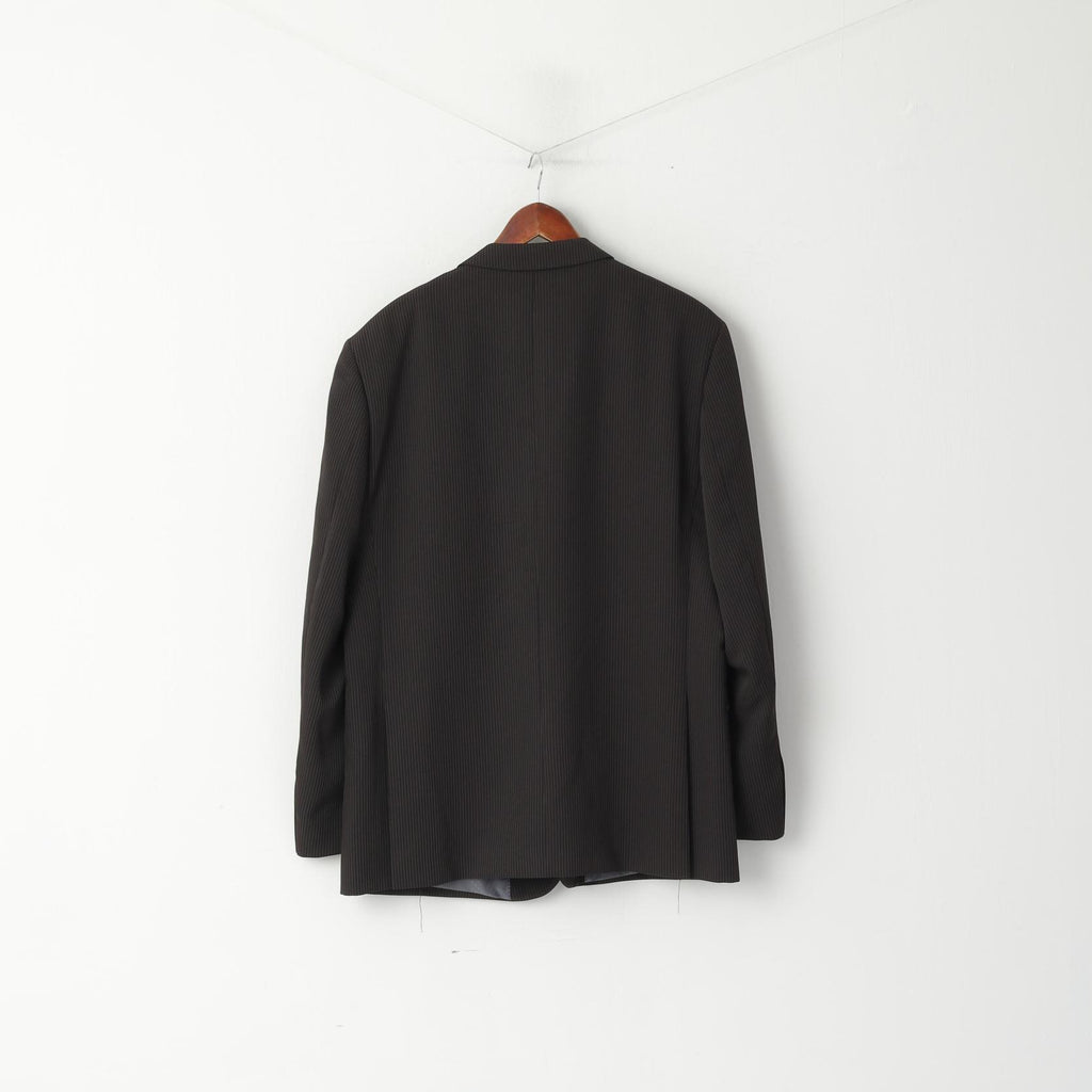 Taylor & Wright Men 48 Blazer Brown Striped Tailored Fit Single Breasted Jacket