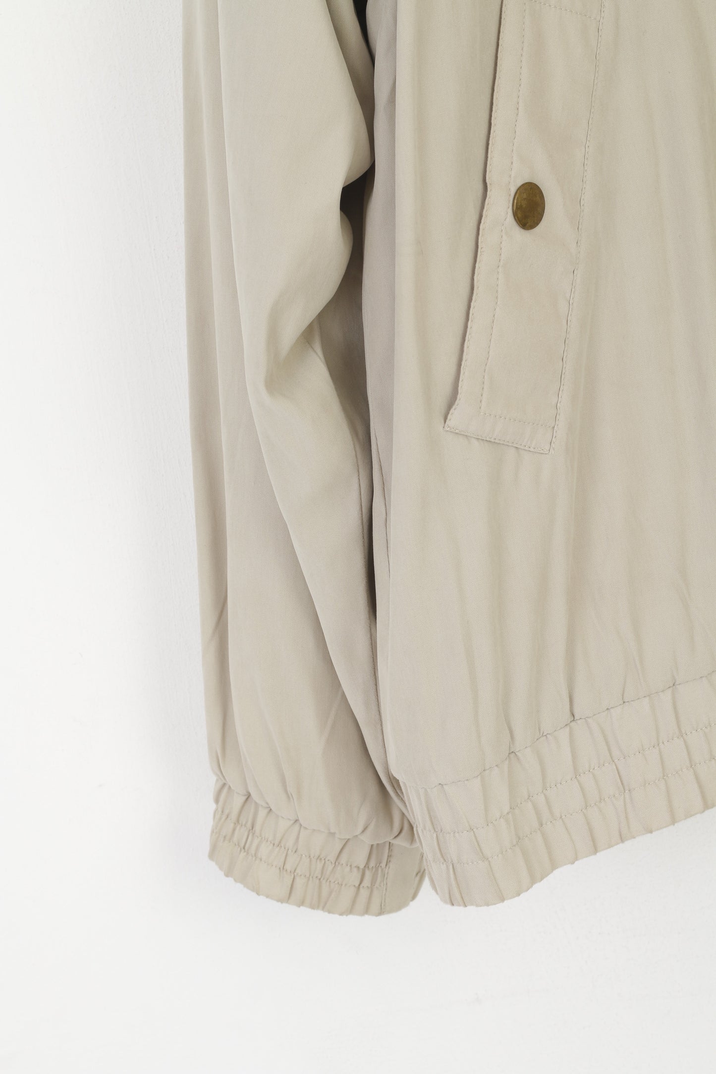 James Cowan Men L Jacket Beige Vintage Harrington Full Zip Fleece Lined Top