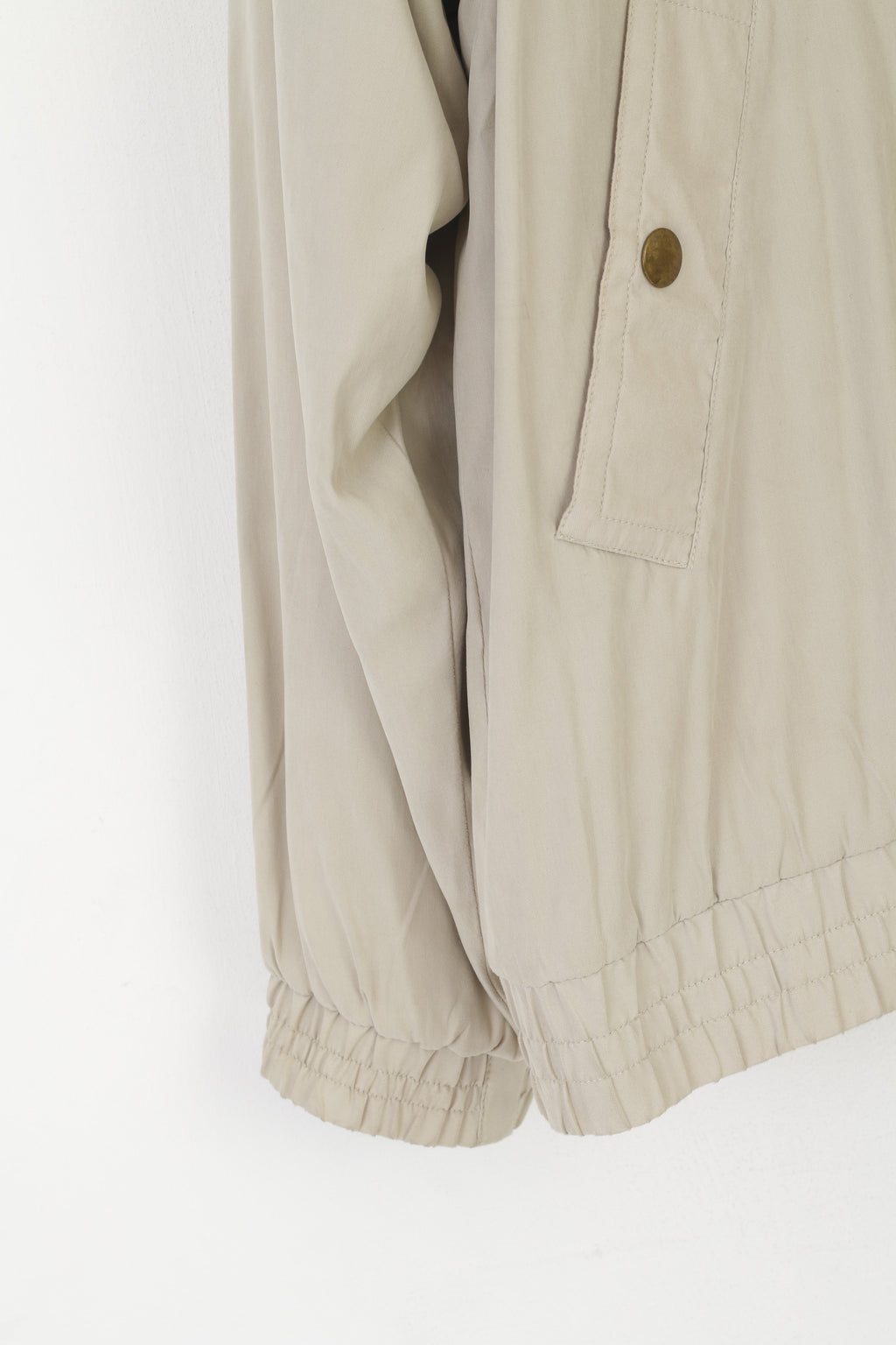 James Cowan Men L Veste Beige Vintage Harrington Full Zip Doublé Polaire Haut
