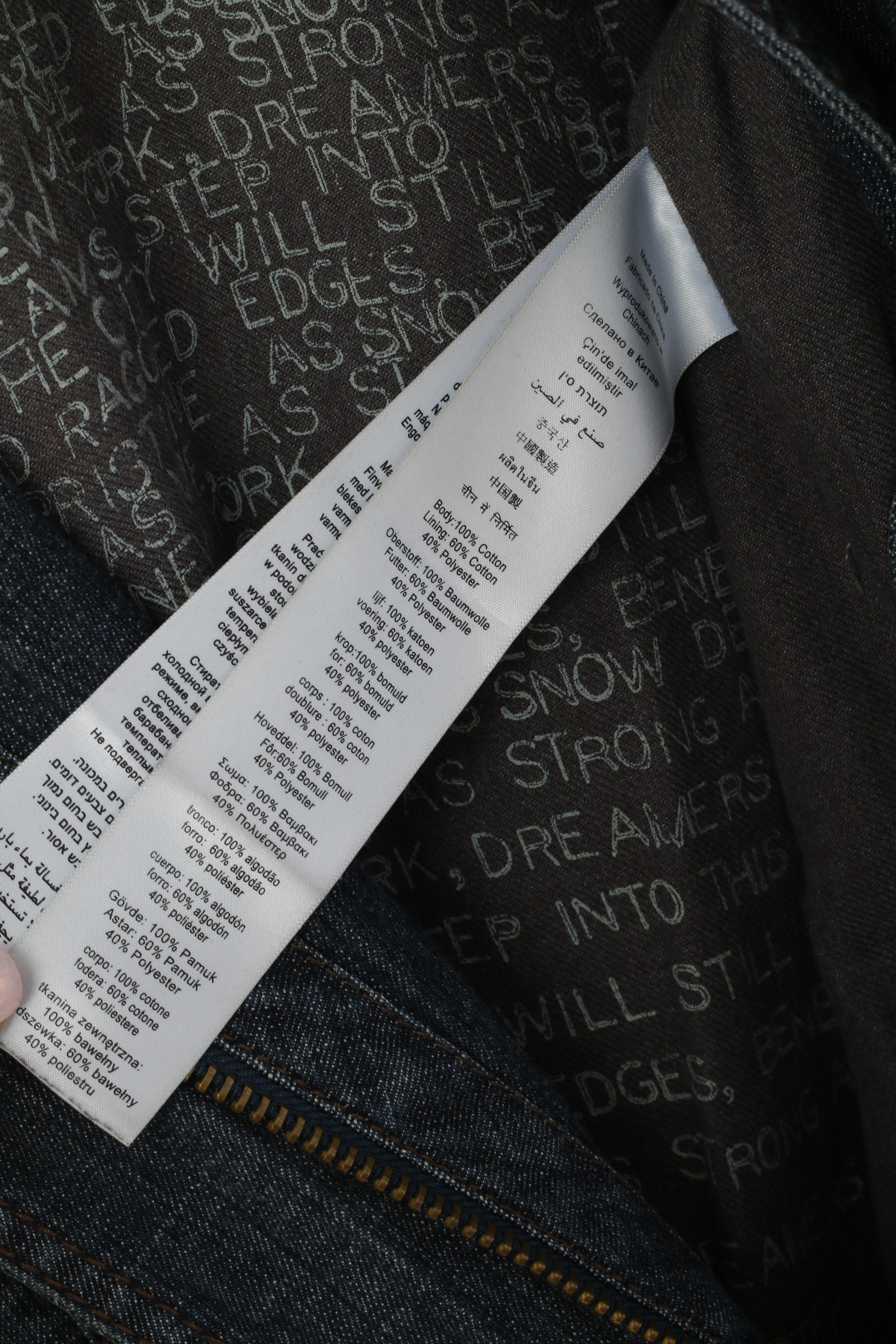 DKNY Jeans Femmes L Manteau Marine Denim Coton Fermeture Éclair Complète Ceinturée Poches Haut Long