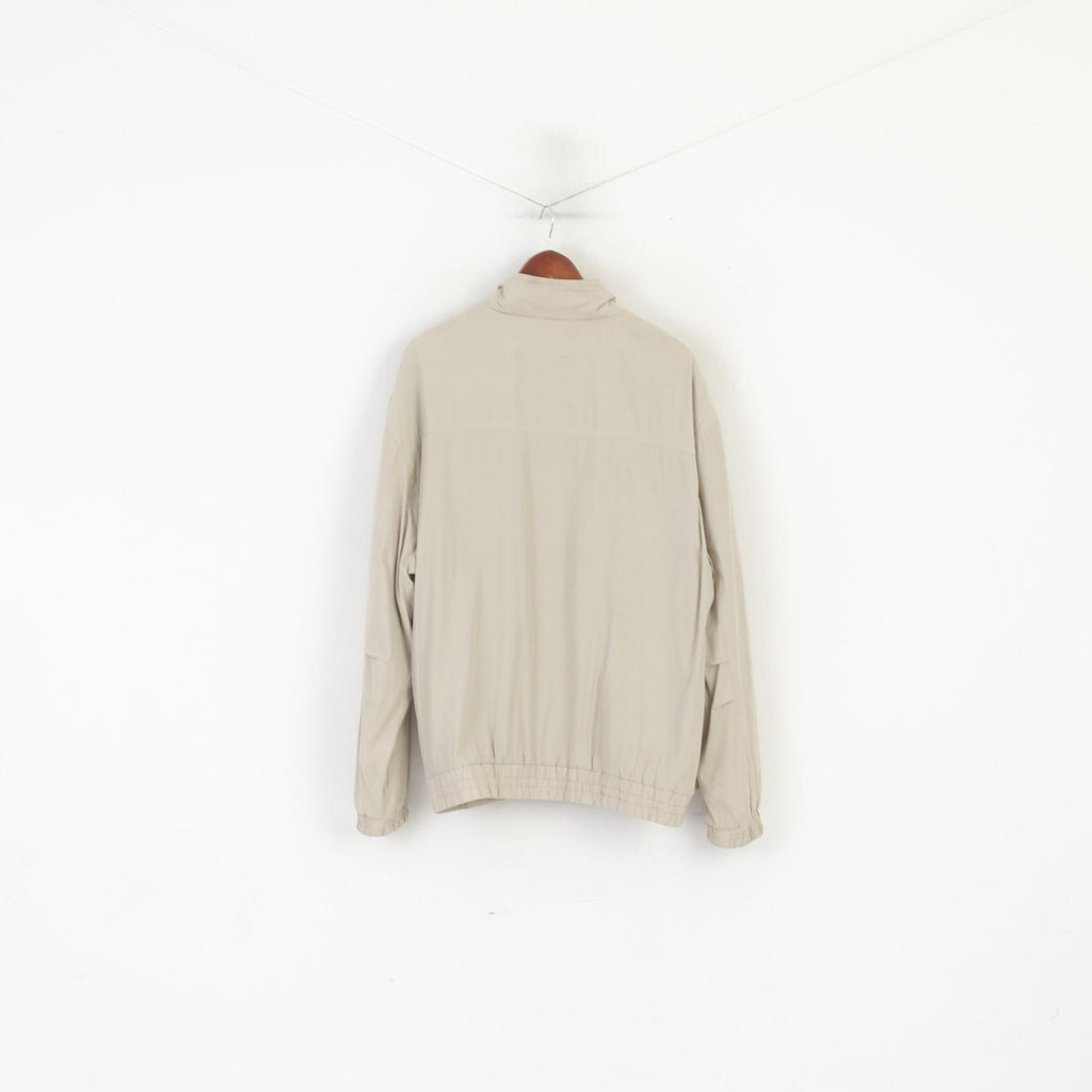 James Cowan Men L Veste Beige Vintage Harrington Full Zip Doublé Polaire Haut