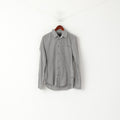 Guess Men M Casual Shirt Gray Striped Cotton Stretch Long Sleeve Pocket Top
