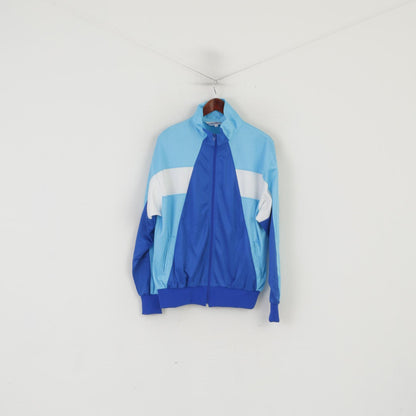 Californian Men L Sweatshirt Blue Shiny Retro Zip Up Sportswear Track Top