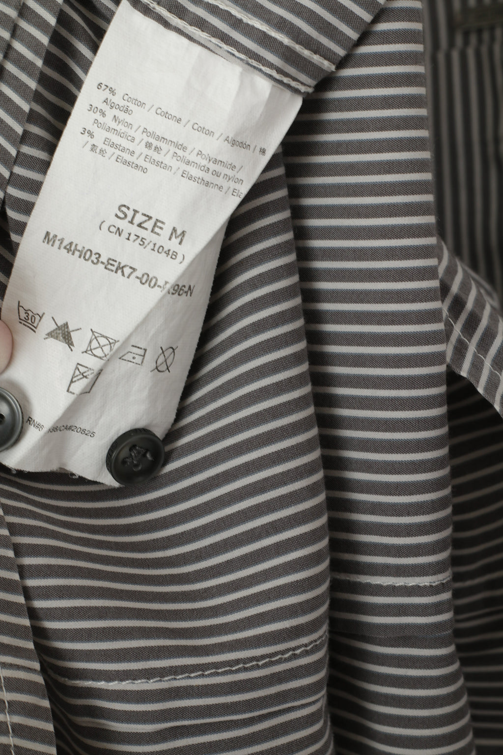 Guess Men M Casual Shirt Gray Striped Cotton Stretch Long Sleeve Pocket Top