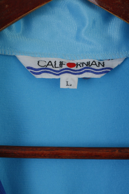 Californian Men L Sweatshirt Bleu Brillant Rétro Zip Up Sportswear Track Top