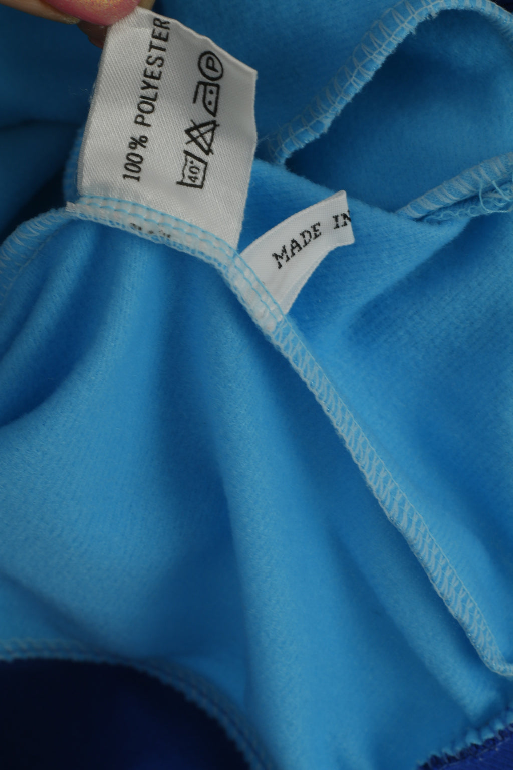 Californian Men L Sweatshirt Blue Shiny Retro Zip Up Sportswear Track Top