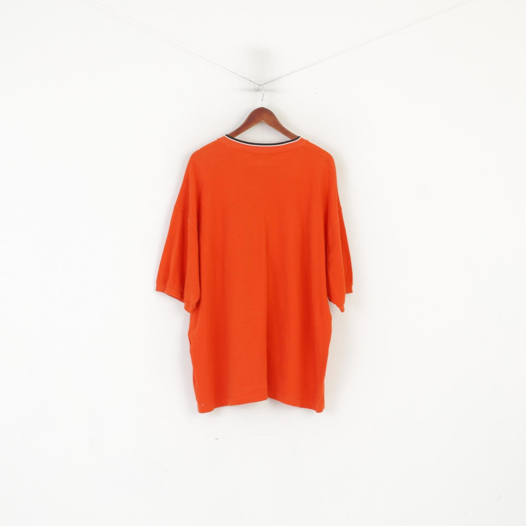 John F. Gee Jeanswear Homme 68/70 XXXL T-Shirt Orange Coton Col V vintage 90's Top