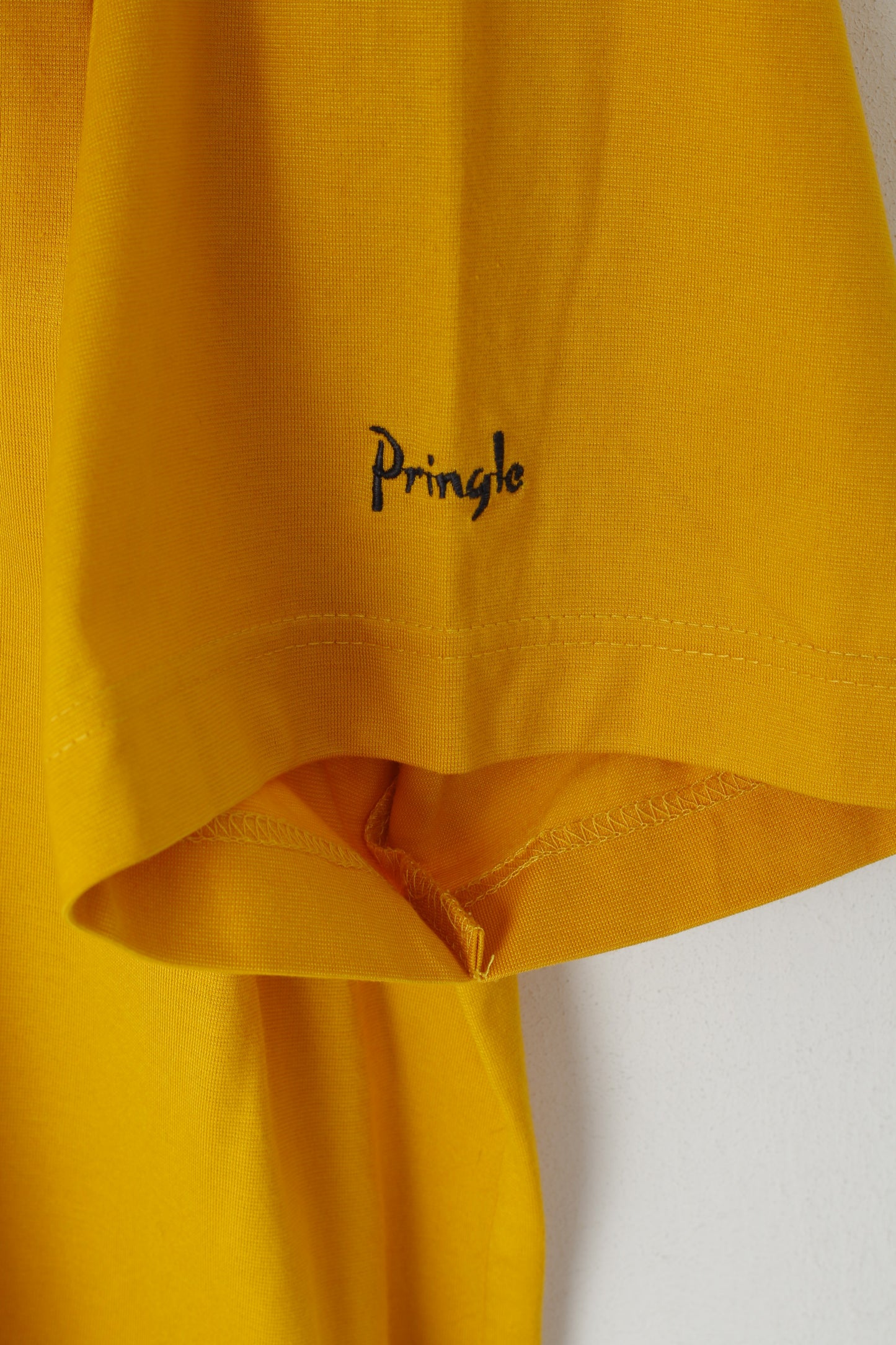 Pringle Mens XL Polo Shirt Buttons Detailed Mustard Cotton Top