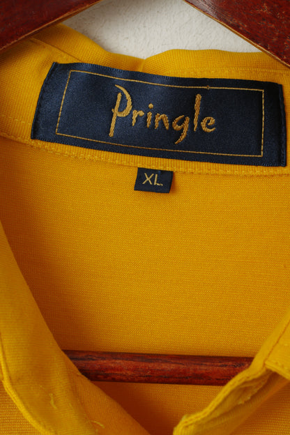Pringle Mens XL Polo Shirt Buttons Detailed Mustard Cotton Top