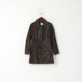 Monnari Femmes 36 S Veste En Cuir Marron Vintage Simple Boutonnage Manteau Brillant