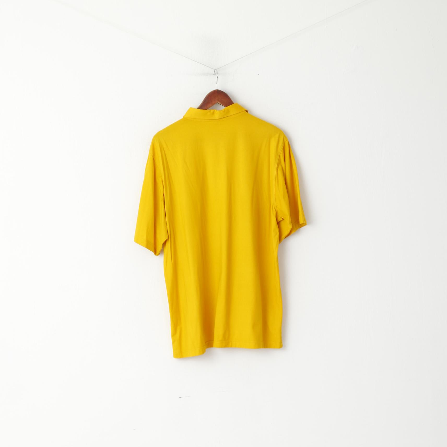 Polo Pringle XL da uomo con dettagli in cotone senape e bottoni 