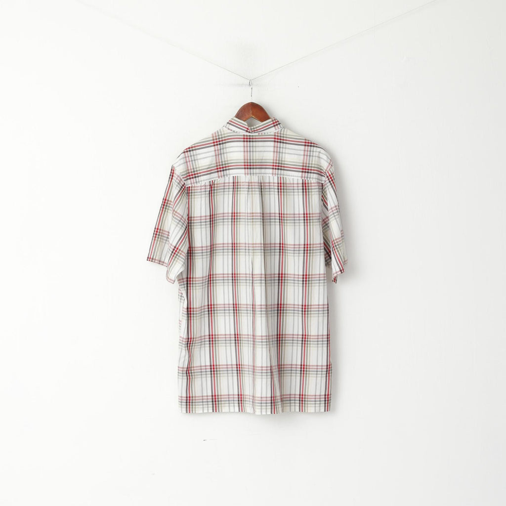 Timberland Camicia casual da uomo L (XL) Top a maniche corte con colletto button down a quadri beige