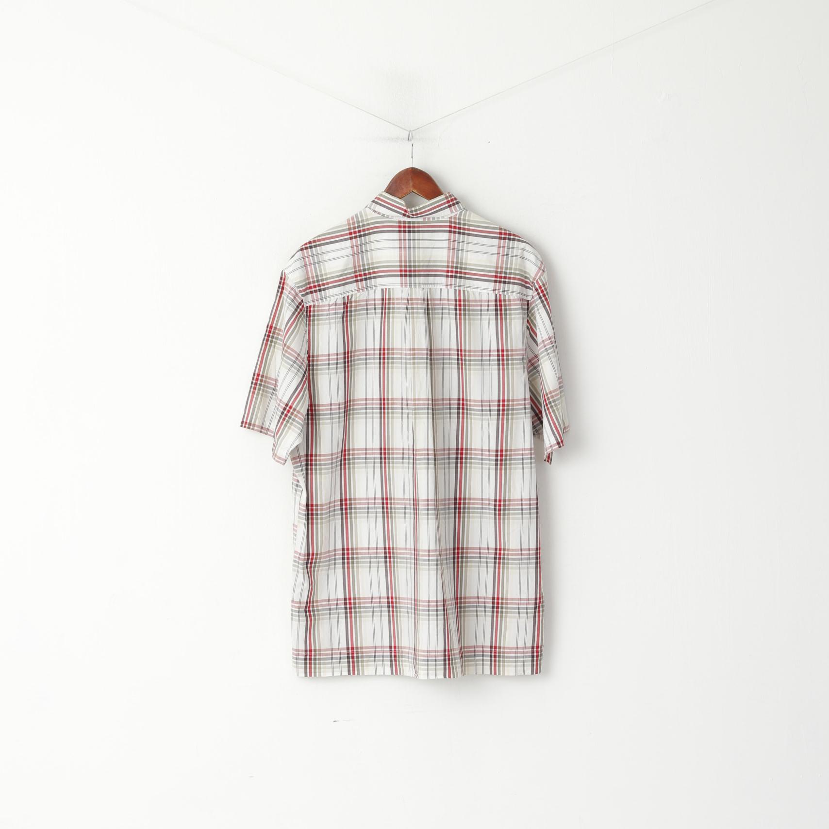 Timberland Camicia casual da uomo L (XL) Top a maniche corte con colletto button down a quadri beige