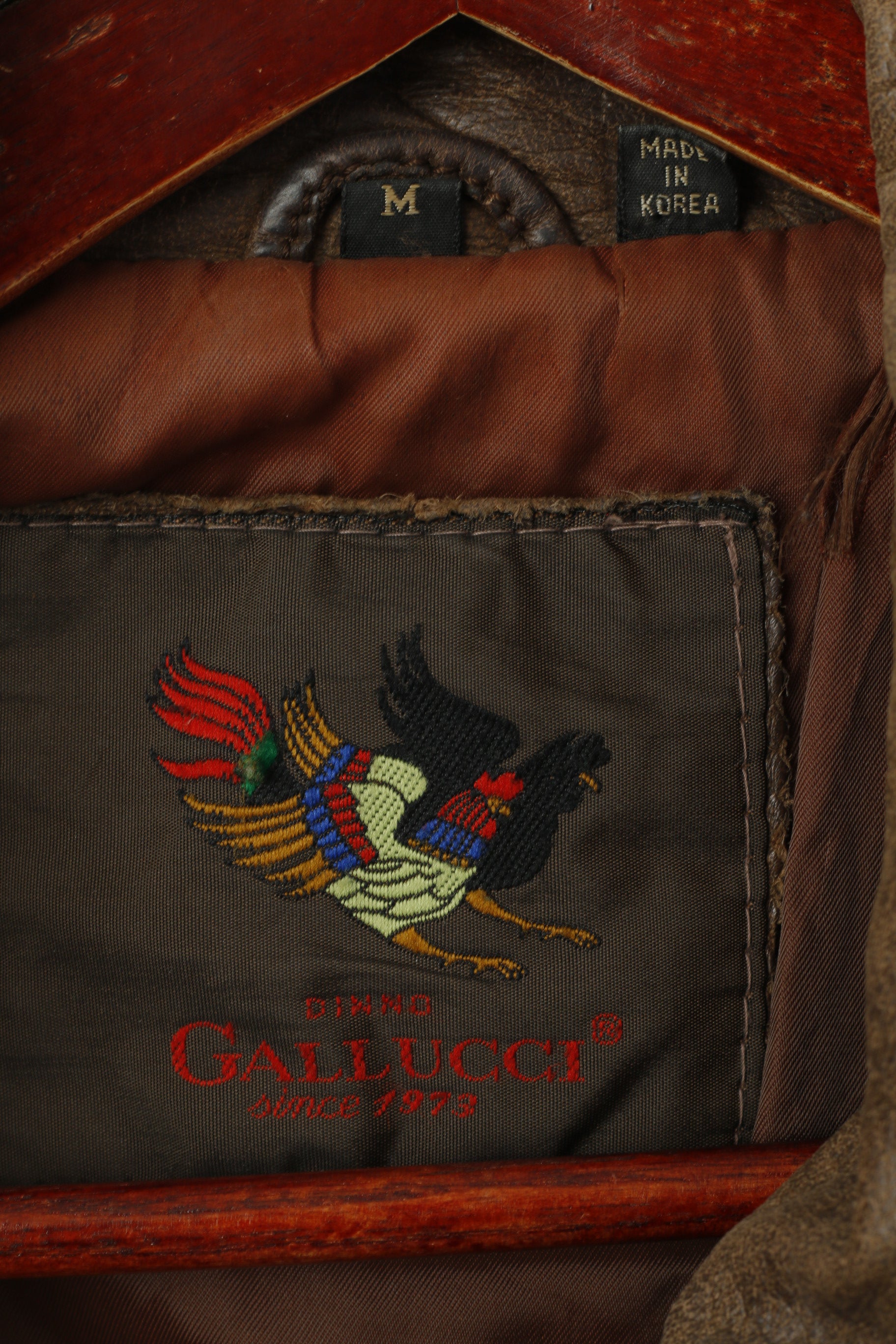 Dinno Gallucci Men M Leather Jacket Brown Pilot Vintage Biker Full Zip Shoulder Pads Top