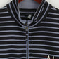 Armani Jeans Men M (S) Shirt Navy Striped Cotton Zip Neck Slim Fit Short Sleeve Top