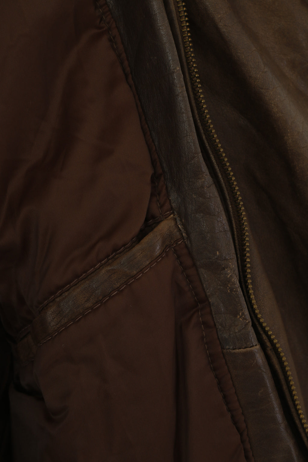 Dinno Gallucci Men M Leather Jacket Brown Pilot Vintage Biker Full Zip Shoulder Pads Top