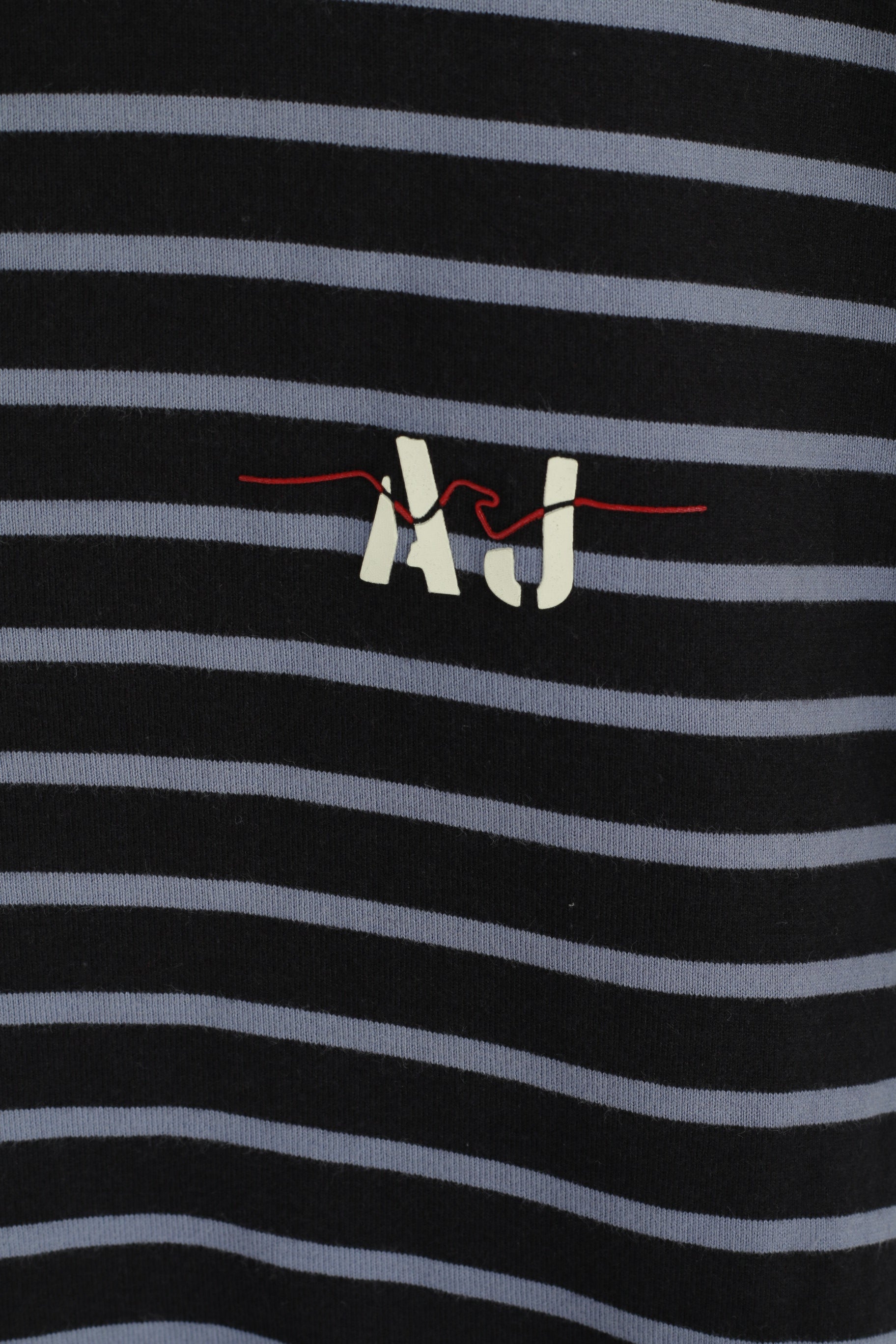 Armani Jeans Uomo M (S) Camicia Top a maniche corte slim fit in cotone a righe blu scuro con zip